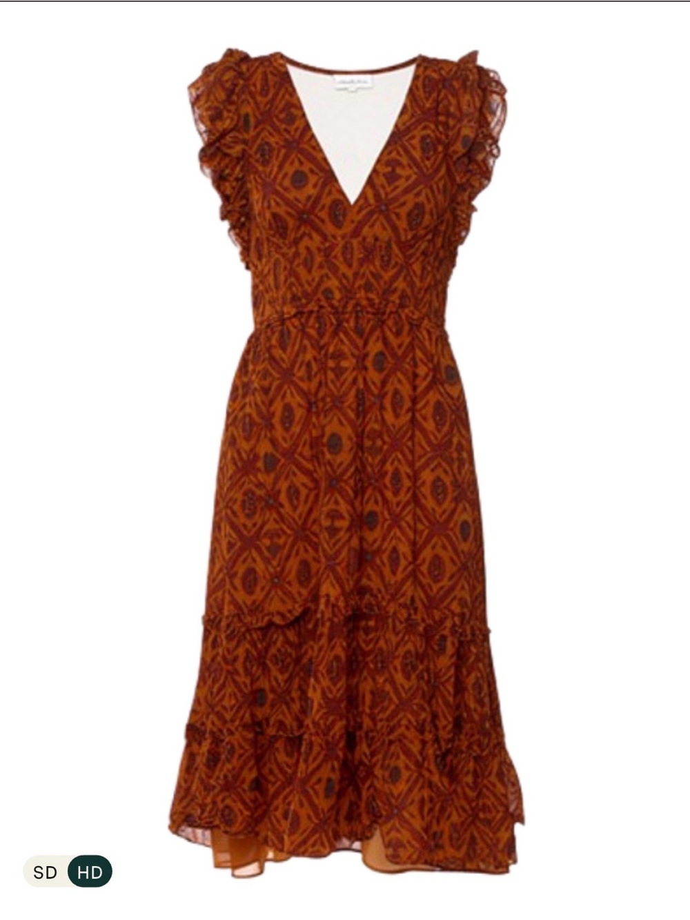 Ulla Johnson Anika Silk Midi Dress Burnt Orange Rust Brown Autumn